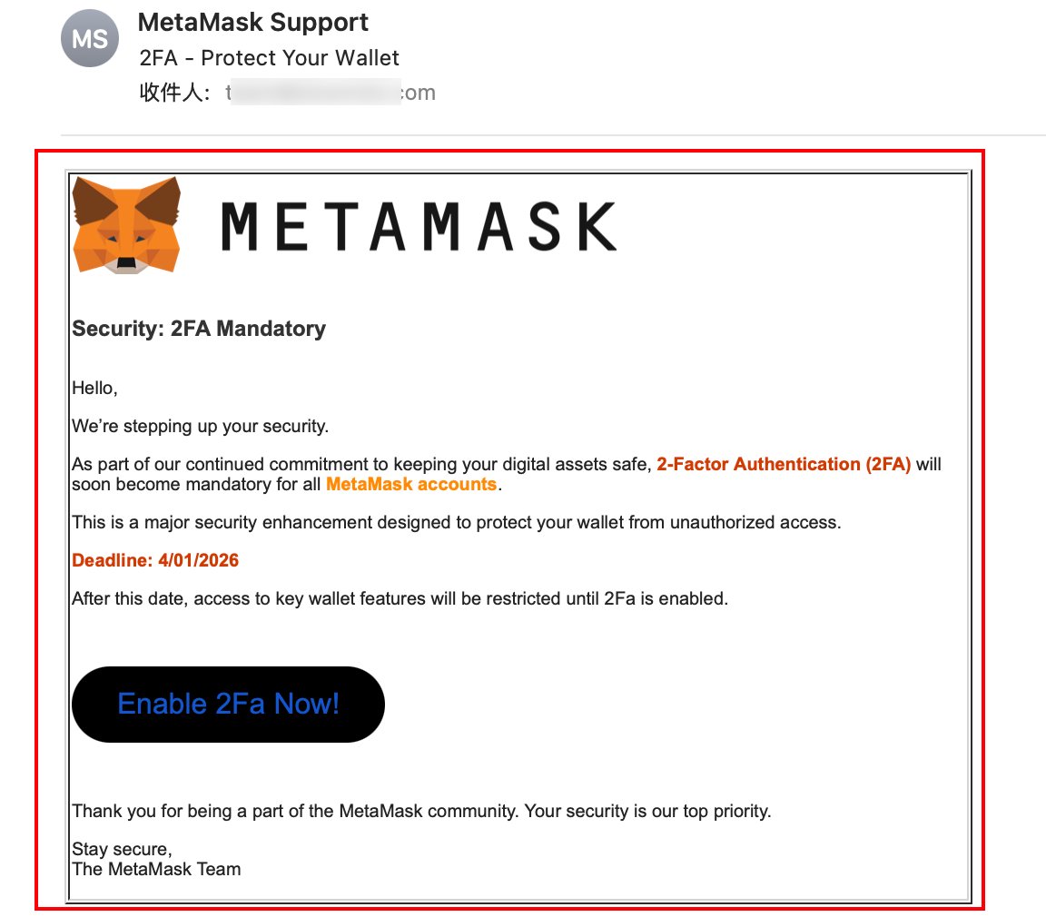 phishing que suplanta el 2FA de MetaMask.