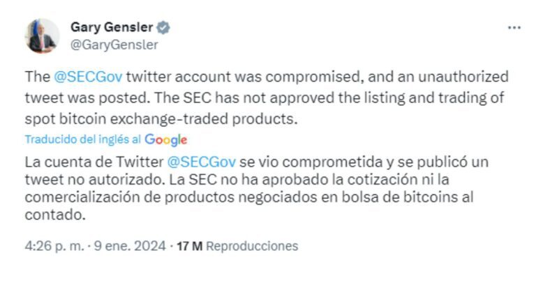 Cuenta de X de la SEC hackeada: Falso anuncio de aprobación de los ETF de bitcoin al contado desata caos en el mercado