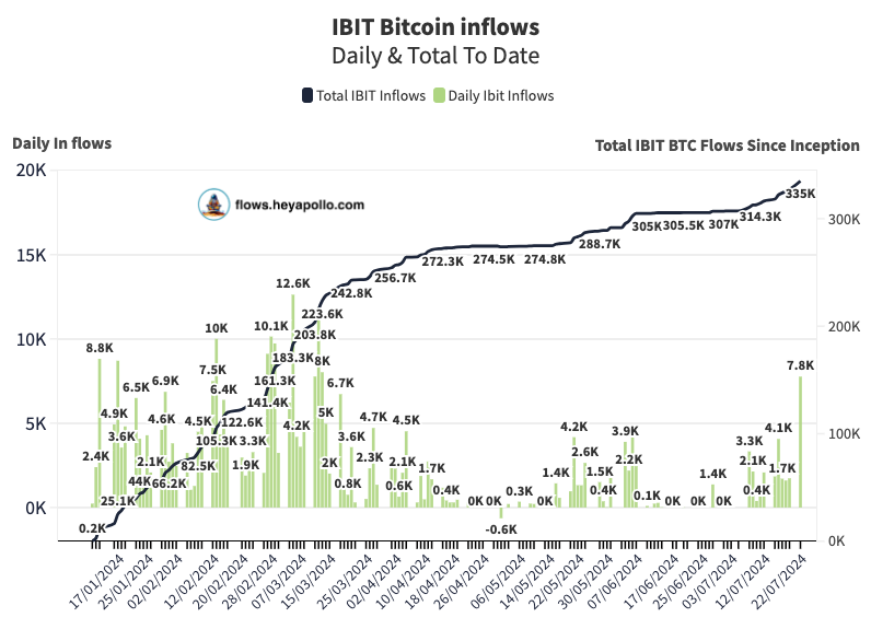 Entradas del ETF de bitcoin al contado de Blackrock.