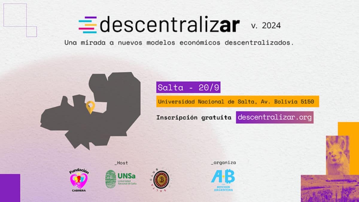 Salta recibirá a Descentralizar: el evento federal gratuito sobre Bitcoin y criptoeconomía