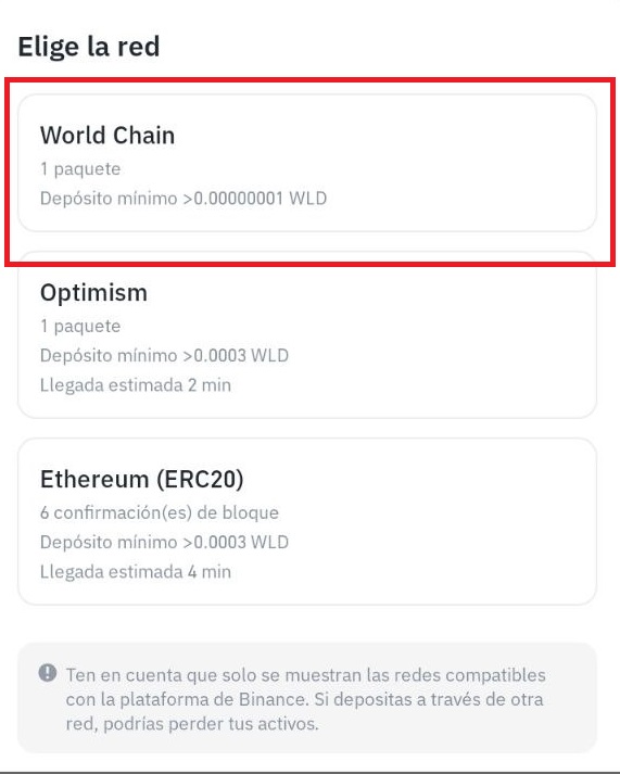 Guía paso a paso para Enviar Worldcoin a Binance