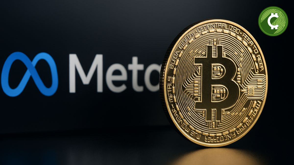 Imagen realista de la relación entre Meta y Bitcoin, que representa el rechazo de Meta a integrar Bitcoin en su tesorería, ideal para artículos sobre criptomonedas, tecnología y finanzas corporativas.