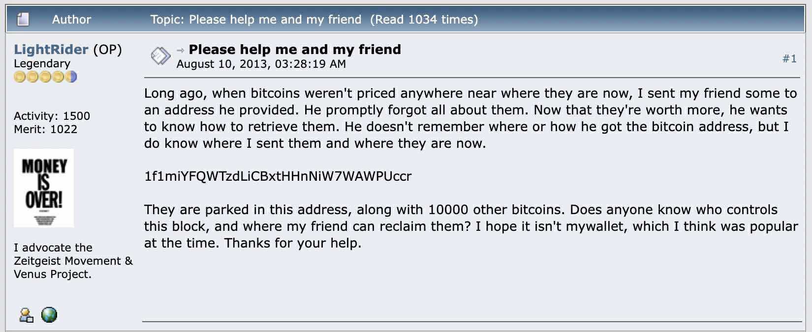 En redes sociales, el usuario CryptoBeast afirmó que una de las carteras de la era Satoshi involucradas había sido utilizada en 2013 para enviar 1.5 BTC a un amigo, lo que sugeriría que no era tan “antigua” como parecía.