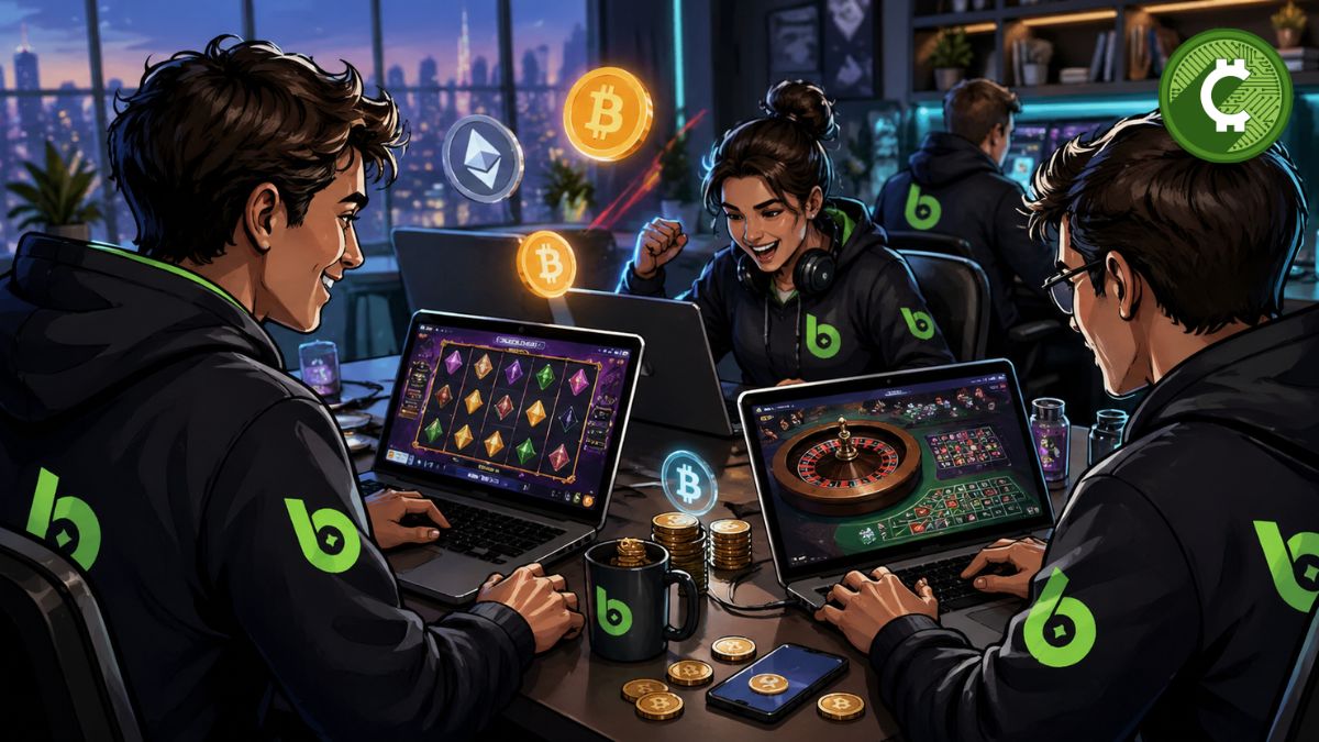 Jugadores usando BC.Game en computadores con juegos de casino cripto y apuestas online