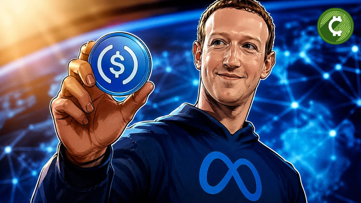 Creador con sudadera de Meta sosteniendo moneda USDC en referencia a pagos en stablecoins con Stripe