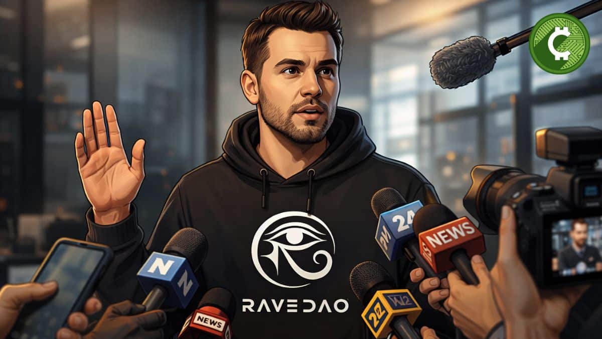Representante de RaveDAO dando declaraciones a la prensa en medio de la investigación por la caída del token RAVE y acusaciones de manipulación