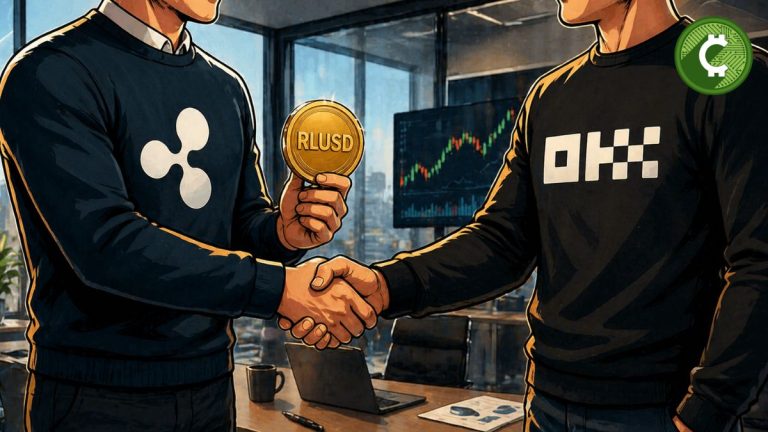 Alianza entre Ripple y OKX con RLUSD como colateral en derivados en entorno de oficina