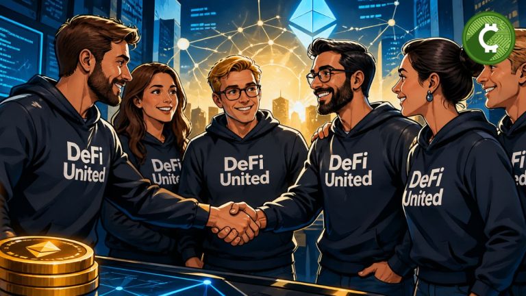 Personas colaborando y dándose la mano con DeFi United tras plan de rescate de rsETH afectado por exploit en Kelp DAO