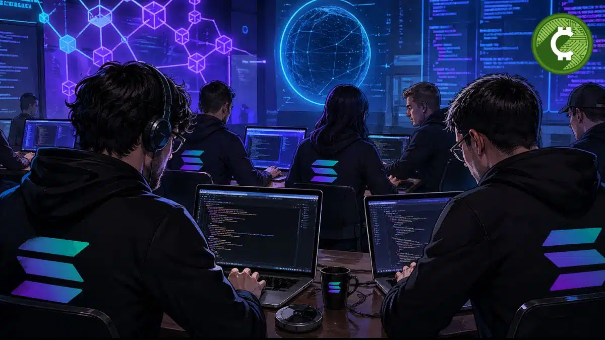 Desarrolladores de Solana programando soluciones de seguridad cuántica con firmas Falcon en computadoras