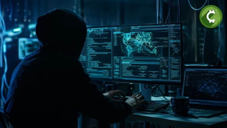 Hacker ejecutando exploit en Volo Protocol desde computador durante ataque en Sui DeFi