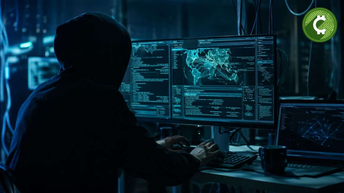 Hacker ejecutando exploit en Volo Protocol desde computador durante ataque en Sui DeFi