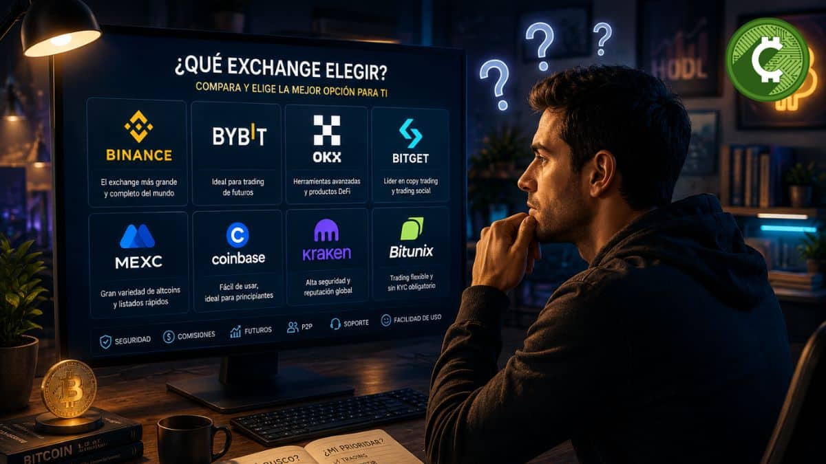 Usuario comparando los mejores exchanges de criptomonedas para trading y compra de Bitcoin