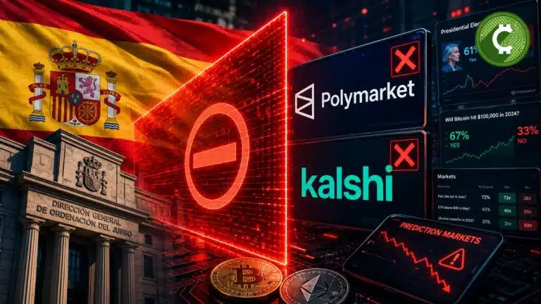 España bloquea Polymarket y Kalshi por operar sin licencia en medio de ofensiva global contra mercados de predicción cripto.