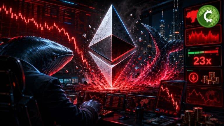 Ballena abre posición bajista de $100 millones contra Ethereum con apalancamiento 23x en medio de la caída del mercado cripto