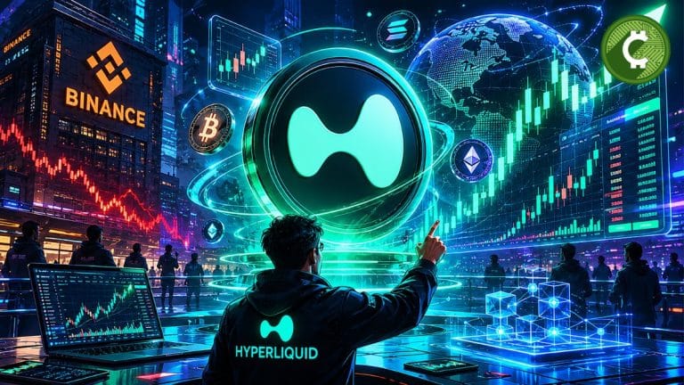 Ilustración futurista de Hyperliquid, el exchange descentralizado de trading perpetuo que compite con Binance