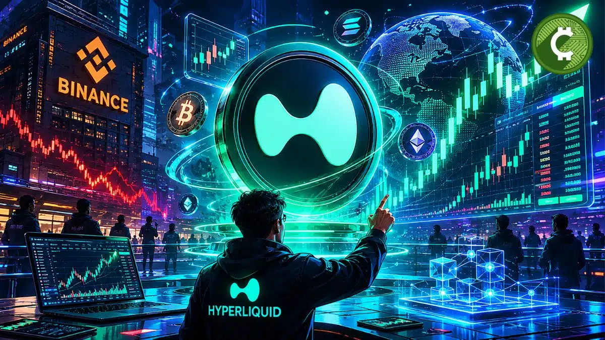 Ilustración futurista de Hyperliquid, el exchange descentralizado de trading perpetuo que compite con Binance
