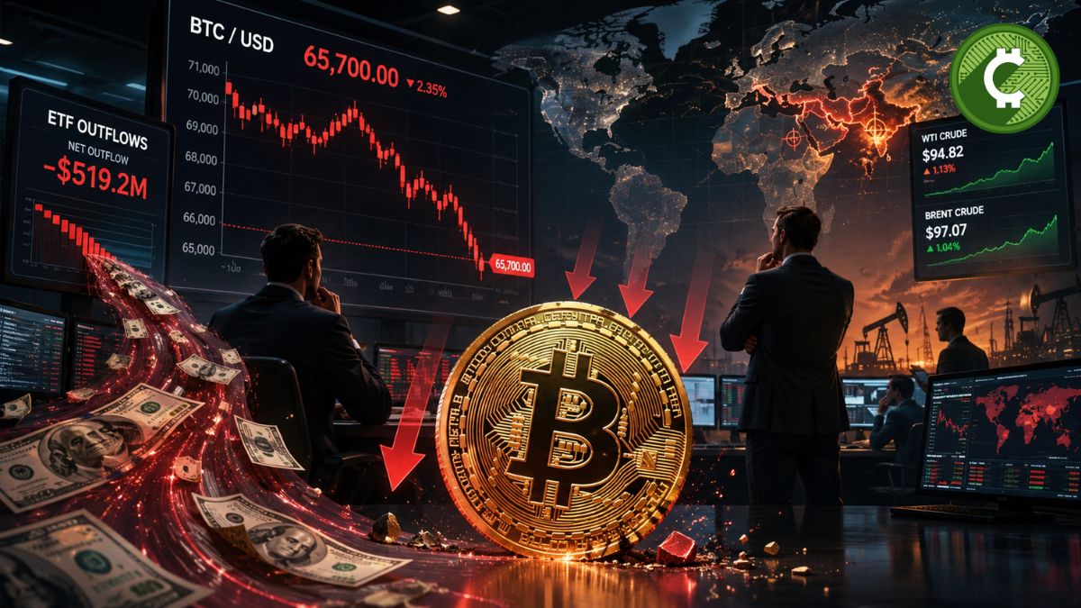 Bitcoin cae por debajo de los $66.000 mientras los retiros de ETF y la tensión geopolítica presionan al mercado cripto