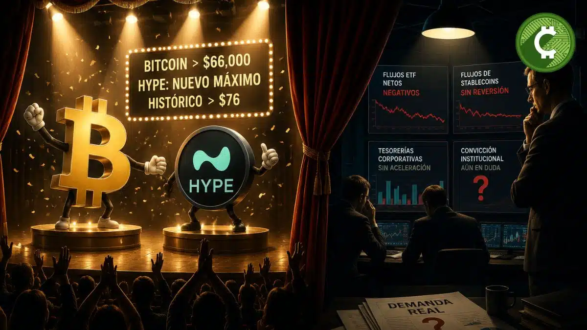 Bitcoin supera los 66.000 dólares y HYPE marca un nuevo máximo histórico, pero los analistas advierten que el mercado aún carece de convicción