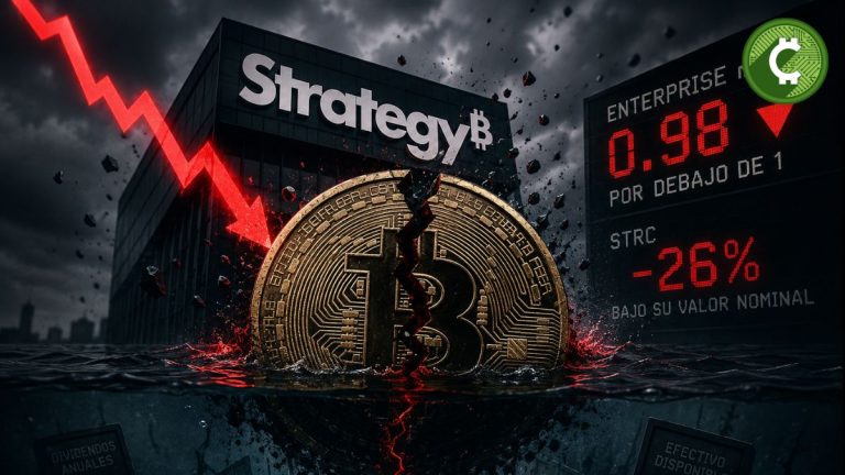 Strategy pierde la prima sobre Bitcoin después de que su enterprise mNAV cayera por debajo de 1 mientras STRC marca nuevos mínimos.