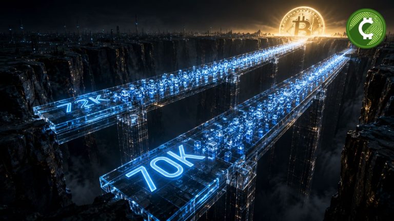 Puentes de cristal simbolizan la concentración de casi $5.000 millones en opciones call de Bitcoin con strikes de $70.000 y $72.000 en Deribit.