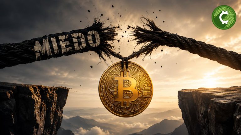 Bitcoin suspendido mientras se rompe la cuerda del miedo, representación del agotamiento del sentimiento bajista según CryptoQuant.