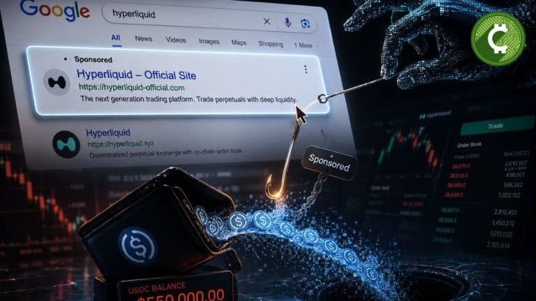 Phishing mediante Google Ads roba $550.000 en USDC a un usuario de Hyperliquid