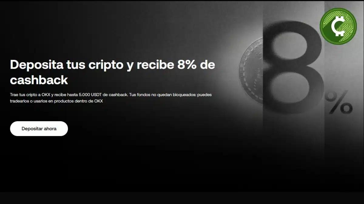 OKX ofrece 8% de cashback por depósitos de criptomonedas hasta 5.000 USDT