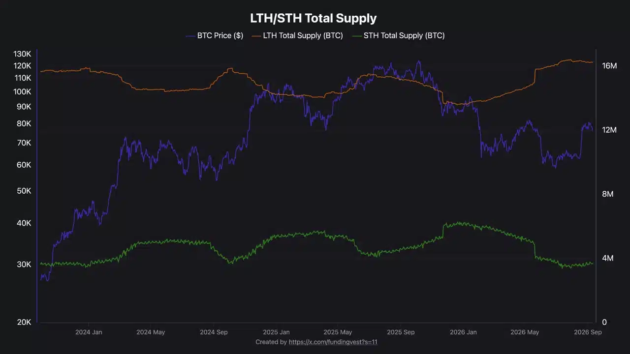 Evolución de la oferta de Bitcoin entre holders de corto y largo plazo