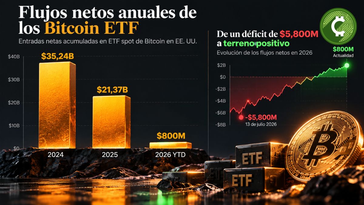 Bitcoin ETF registra 800 millones de dólares en entradas netas en 2026