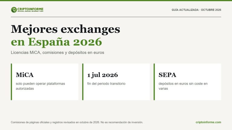 Mejores exchanges en España 2026: cuáles tienen licencia MiCA y cuánto cobran