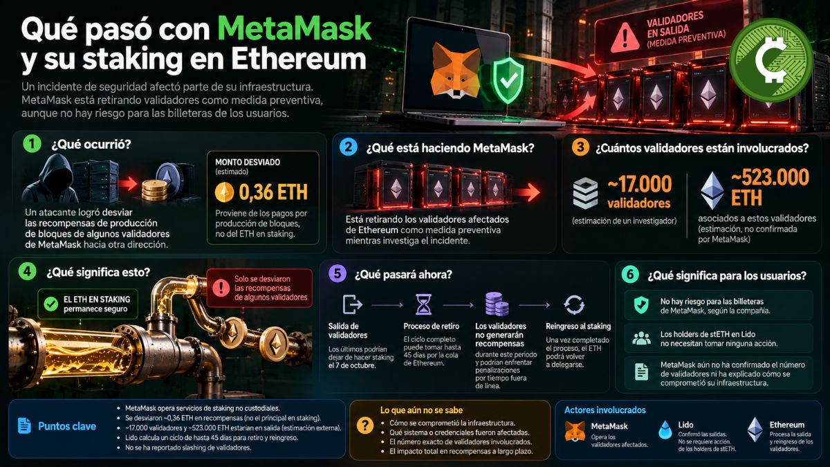 Infografía explica el incidente de seguridad de MetaMask y la salida preventiva de validadores de Ethereum